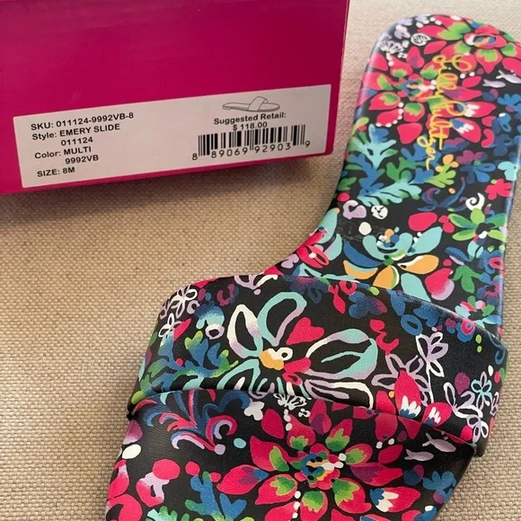 LILLY PULITZER Emery Slide Sandal Multi Floral - Women’s Size 8 - New In Box